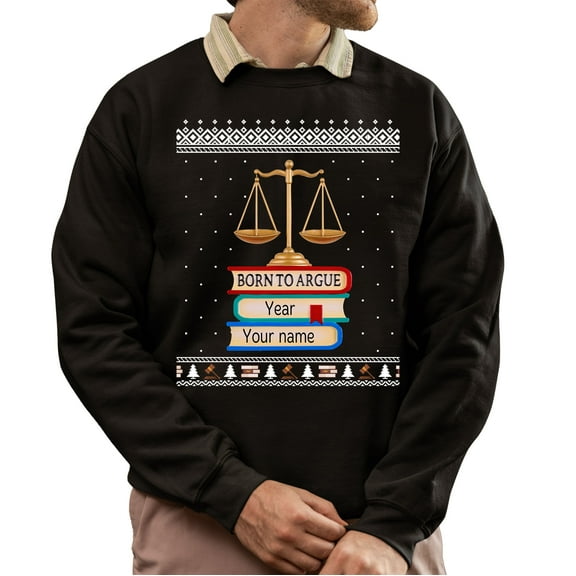 Christmas Sweatshirt, Custom Legal Christmas Sweatshirt, Personalized Attorney Ugly Holiday Sweatshirt, Unique Law Student Gift with Name & Year