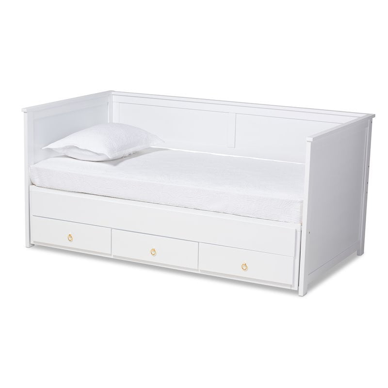 Baxton Studio Thomas White Wood Expandable Twin Size to King Size