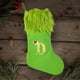 thumbnail image 4 of Media navideña grande de punto - Diseño de alfabeto verde peludo, calcetín regalo navideño de 18,5" para decoración de la repisa de la chimenea, 4 of 6