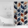 thumbnail image 4 of 54x78 Inch Shower Curtain Decorative Navy Blue Burnt Orange Bathtub Bath Curtains Fabric Waterproof Bathroom Decor Abstract Palm Leaf Botanical Small Stall Shower Curtain Set with 12 Hooks, 4 of 6