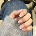 thumbnail image 2 of 24 Uds. Uñas postizas de lado blanco francés rosa desnudo uñas cortas simples belleza prensa en uñas postizas cubierta completa puntas de uñas artificiales Tan Jianjun unisex, 2 of 2