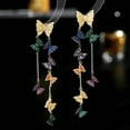 thumbnail image 5 of S925 Silver Needle Super Immortal Temperament Zircon Inlaid Modified Face Earrings Long Tassel Flying Butterfly Earrings, 5 of 15