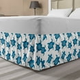 thumbnail image 1 of Turtle Bed Skirt, Aboriginal Style Animal Native Australian Marine Creatures Sea Creature, Elastic Bedskirt Dust Ruffle Wrap Around for Bedding Decor, 4 Sizes, Petrol Blue and White, by Ambesonne, 1 of 2