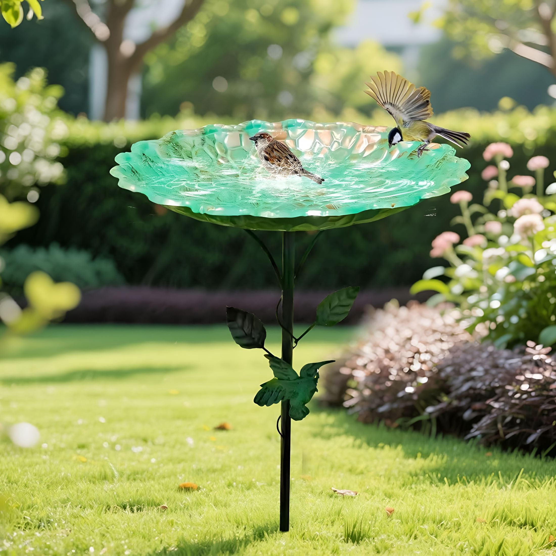 ACDANC Vintage Iron Bird Bath for Garden, 82Cm Large Outdoor Water Bowl for Wild Birds, Antique Standing Birdbath Garden Decoration for Patio Lawn Yard Bird Baths for Outdoors