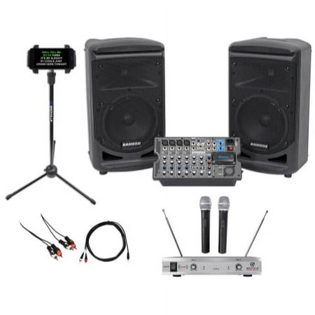 Samson 8" Portable YouTube Karaoke Machine/System+2 Mics+Tablet Smartphone Stand