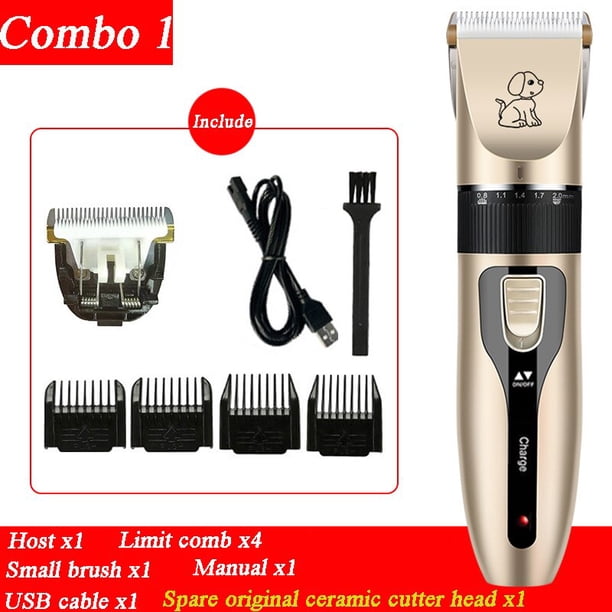 Cortadora de pelo para perros, recortadora de pelo para mascotas, juego de Afeitadora eléctrica para el cuidado de cachorros, accesorios para gatos, hoja de cerámica, suministros profesionales de recarga Tan Jianjun unisex