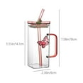 thumbnail image 3 of Gallickan Glass Tumbler, 16oz Square Cup Double Wall Insulated Handle 2 Straws Lid Hot Cold Beverage Set, Pink, 3 of 8