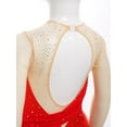 thumbnail image 5 of Sholeno Kids Girls Figure Skating Dress Mesh Splice Competition Leotard Ballet Lyrical Dance Costume Red 14, 5 of 7