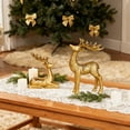 thumbnail image 5 of Gold Electroplated Resin Reindeer Figurines (Set of 2), Christmas Desktop Ornament Elk Statue, Festive Tabletop Accent Home Holiday Decor Gift White Gold, 5 of 10
