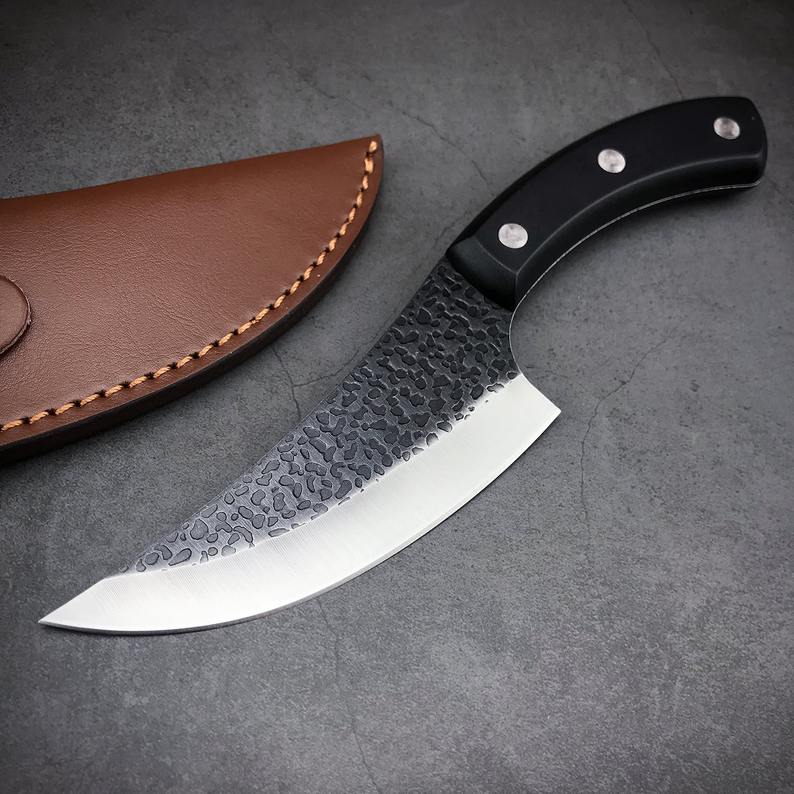 Butcher Knife, Boning Knife, Full Tang Chef Knife, Meat Clever Knife with Sheath for Home, Outdoor Camping and BBQ