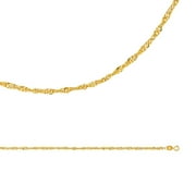 Singapore Chain Solid 14k Yellow Gold Necklace Twisted Hollow Diamond Cut Style Light, 2.1 mm - 16,18,20,22,24 inch