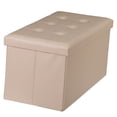 thumbnail image 4 of SuperDeal 30" Storage Ottoman Bench Folding Footrest Stool Sponge Padded Seat W/Lid Beige, 4 of 10
