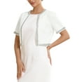thumbnail image 4 of INSPIRE CHIC Women's Cropped Bolero Sequined Trim Short Sleeves Open Front Shrugs XL White, 4 of 5