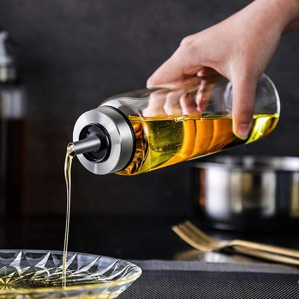 Bouteille d'huile En verre Distributeur d'huile d'olive En verre Distributeur  d'huile de cuisson et de vinaigre avec bec verseur pour cuisine et barbecue  1 pc