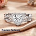 thumbnail image 3 of Moissanite Engagement Promise Ring, 2CT D Color VVS1 Heart Cut Gemstone, 925 Sterling Silver Infinity Knot Twist Wedding Anniversary Promise Gift with Certificate, Sizes 5-10, 3 of 3