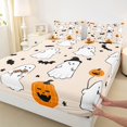 thumbnail image 4 of Manfei Halloween Themed Queen Sheets,Kawaii Ghosts Queen Sheet Sets,Black,4 Pieces,1 Flat Sheet, 1 Fitted Sheet and 2 Pillowcases, 4 of 6