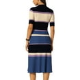 thumbnail image 3 of INSPIRE CHIC Womens Knit Striped Dresses 2024 Short Sleeve Midi Ribbed Sweater Dress XL Blue Purple, 3 of 6