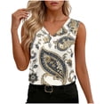 thumbnail image 1 of TaTaai V Neck Satin Printed Women Tank Top Sleeveless Silk-like Soft Machine Washable No Fading Breathable Non See-through Casual Fashion Daily Wear Top Gift, 1 of 7