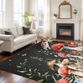 thumbnail image 2 of Large Area Rugs for Living Room Bedroom, Mushroom 6'x9' Rug Washable Carpet Runner Indoor Outdoor, Botanical Watercolor Floral Leaf Butterfly Plant Non Slip Floor Mats Rug for Kitchen, Playroom, 2 of 8