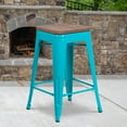 thumbnail image 2 of Flash Furniture 24" High Backless Crystal Teal-Blue Counter Height Stool with Square Wood Seat, 2 of 3