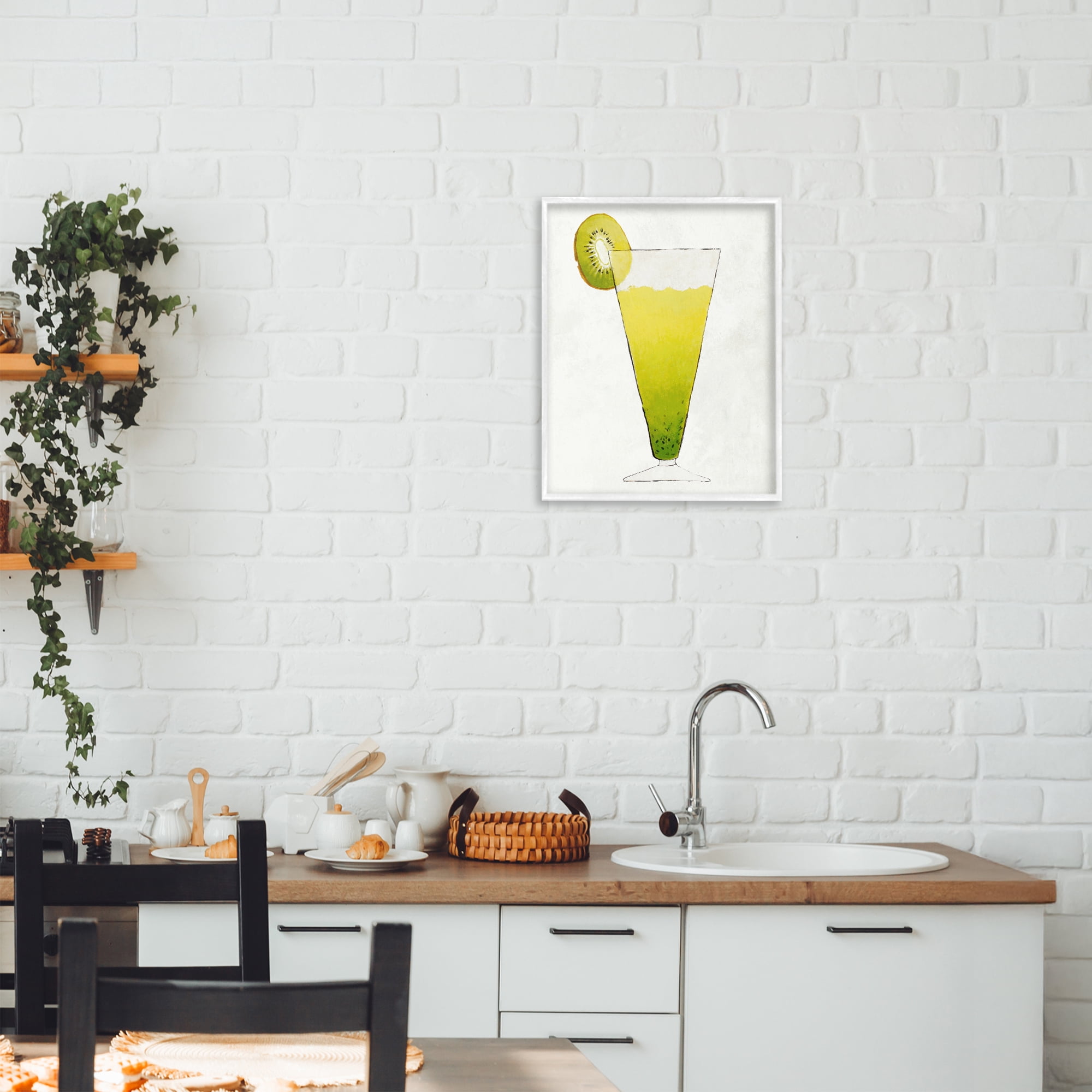 Stupell Industries Summer Cocktail Kiwi Slice White Framed Giclee Art, design by Lorenzo Collective
