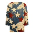 thumbnail image 5 of ADSSDQ 3/4 Length Sleeve Womens Tops 4th of July Button Down Shirts for Women Summer Top 2025 Patriotic American Flag Stars Stripes Graphic Tees Vermilion S, 5 of 7