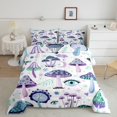 thumbnail image 2 of Kawaii Mushroom Full Size Comforter Set, Cartoon Eyes Moon Print Bed Set For Teens, Cute Fungus Plant Soft Down Comforter For Bedroom, Leaves Botanical Microfiber Quilt Set, 2 of 7