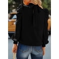 thumbnail image 3 of Blusa elegante de gasa para mujer, estilo ejecutivo, con cuello alto y un solo color, 3 of 6