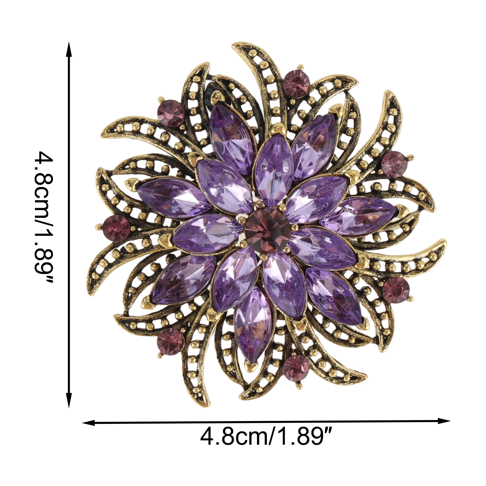 Unique Bargains Elegant Flower Rhinestone Brooch in Purple Color for Fashion Accessories