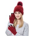 thumbnail image 3 of Homenesgenics Winter Hat for Women under $10 Unisex Fashion Solid Color Plus Velvet Knitted Warm Hat And Gloves Two-piece Set, 3 of 5