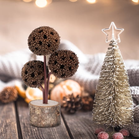 OUNONA 3Pcs Brown Pine Cone Decorations for Autumn Desktop and Entryway Table Decor