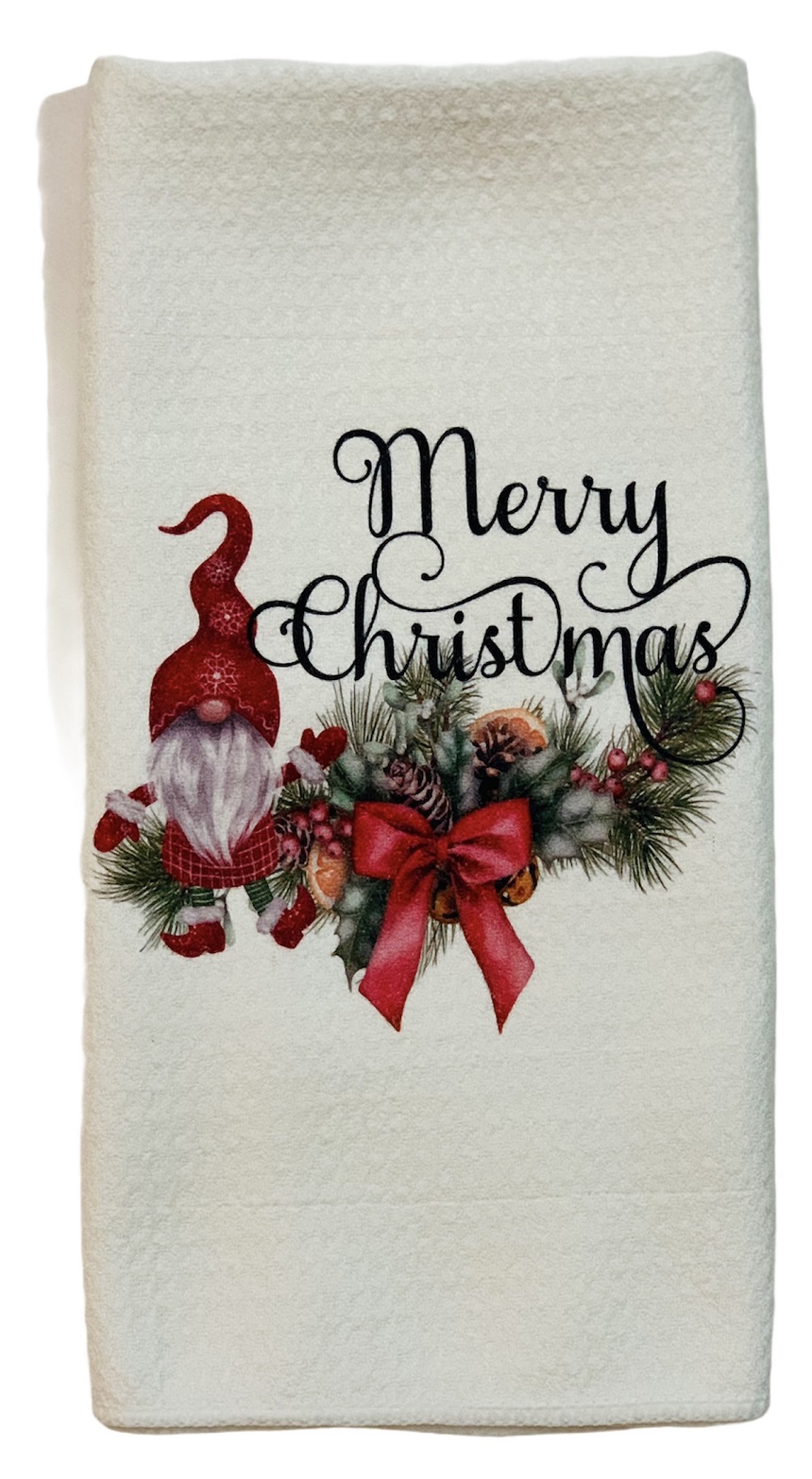 Merry Christmas Gnome Microfiber Waffle Weave Kitchen Dish Towel - Walmart.com - Walmart.com