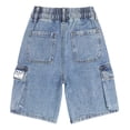thumbnail image 2 of KIDSCOOL SPACE Children's Denim Shorts,Ribbed Elastic Waist with D-ring Loops Summer Jeans Half Cargo Jeans, Light Blue,7-8 Years, 2 of 7