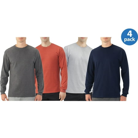 Fruit of the Loom Platinum Eversoft Mens Long Sleeve Crew T-Shirt , 4 Pack Value (Best Value Polo Shirts)