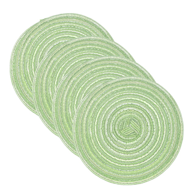Uxcell 4 Pcs Manteles Individuales Redondos Tejidos, Mantel Lavable de 7 Pulgadas Resistente al Calor, Mantel Decorativo para Mesa de Comedor, Encimera, Verde