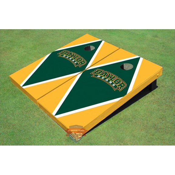 Baylor University Arch Hunter Green And Yellow Matching Diamond Cornhole Boards