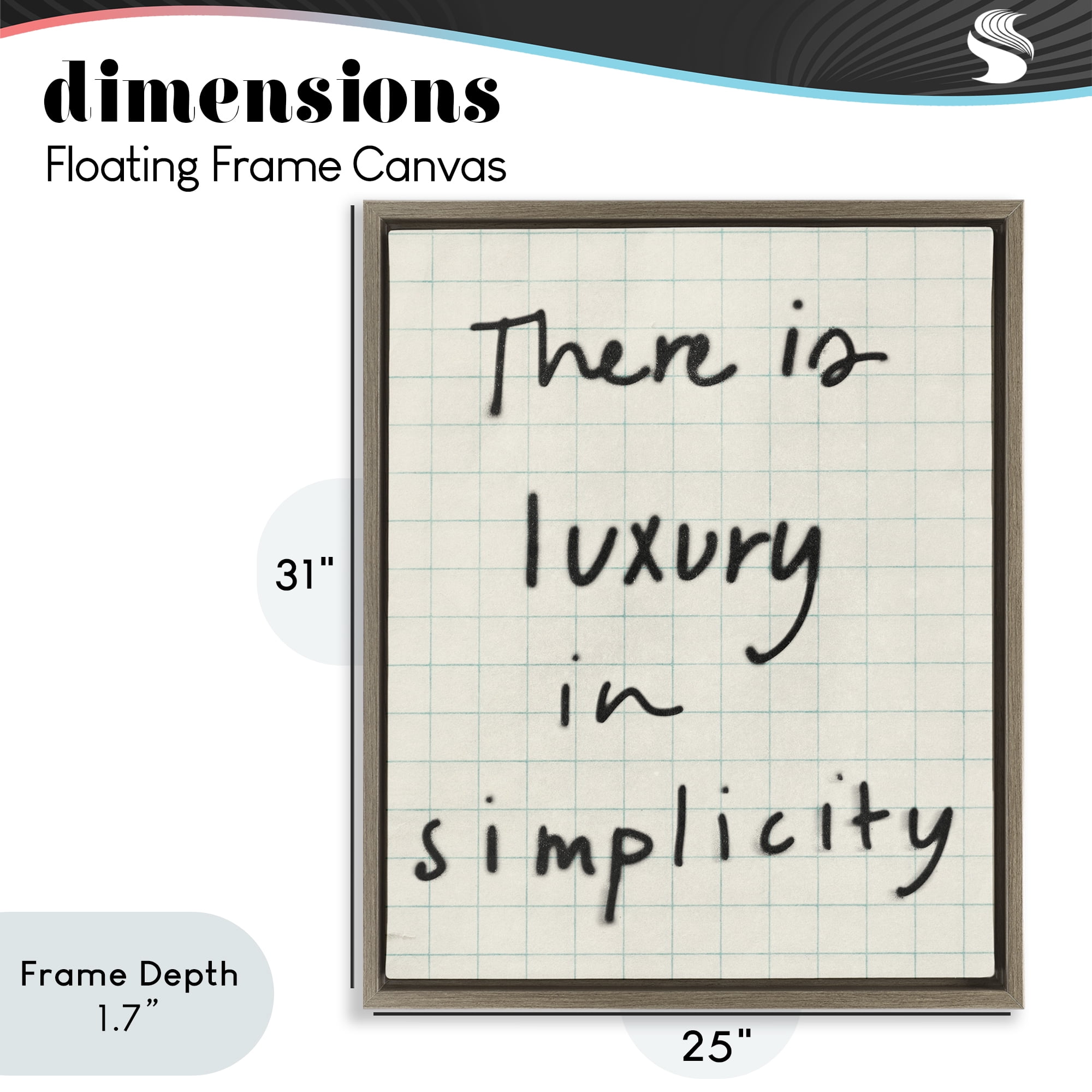 Stupell Industries Luxury In Simplicity Scrawl Brown Framed Floater Canvas Wall Art, design by Victoria Barnes