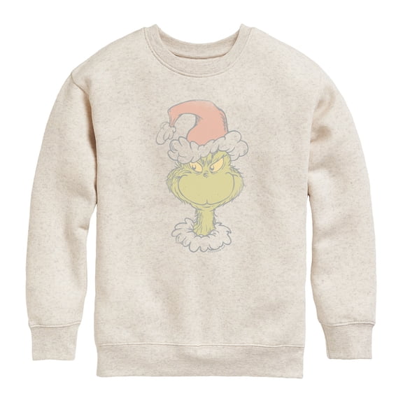 The Grinch - Santa Grinch Tonal - Youth Boys Crew Fleece Sweatshirt