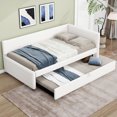 thumbnail image 2 of Euroco Upholstered Twin Size Daybed with Trundle for Living Room, White, 2 of 11