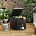 thumbnail image 2 of Deck Box 28 Gallon - Outdoor Storage Bin - Waterproof Resin Container - Lockable Lid with Handles - Rattan Style for Cushions Garden Tools Pool Accessories Patio Use - Black, 2 of 8