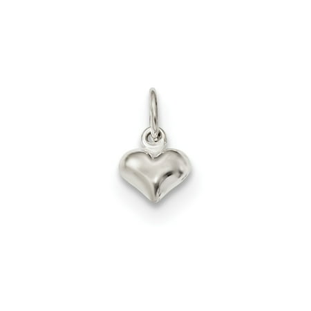 Wide Puffed Heart - Sterling Silver Polished Puffed Heart Charm Pendant