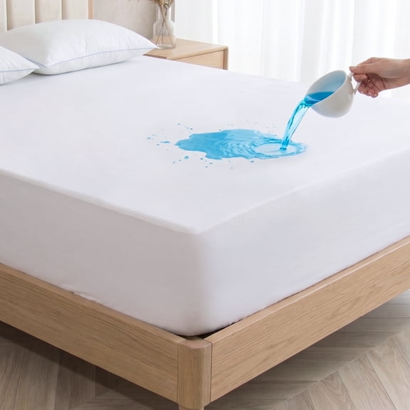 Waterproof Mattress Protector Twin Size,Mattress Cover Protector, Smooth Top Mattress Protector for Kids, Breathable Skin Friendly and Noiseless Fitted Sheet,Twin Size,Polyester
