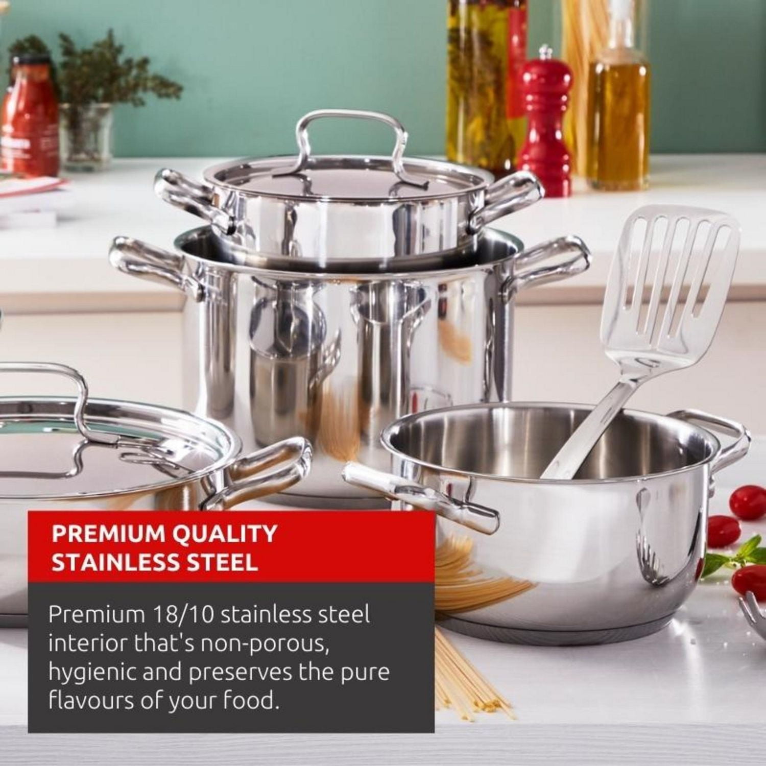 Lagostina Sfizioza Stainless Steel 13 piece Cookware Set, Induction Safe