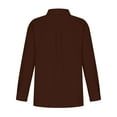 thumbnail image 4 of Women Cotton Linen Roll Up Long Sleeve Tops Button Lapel Neck Tunic Casual Sweatshirt Fall Slim Blouse with Pocket, 4 of 7