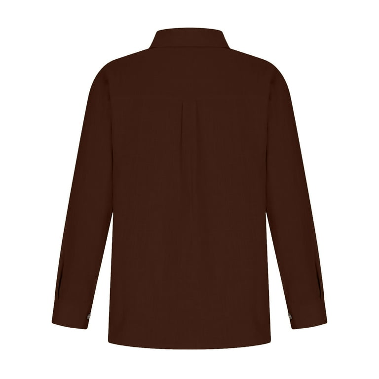 Funicet Fall Fashion Cotton Linen Button Down Shirts for Women