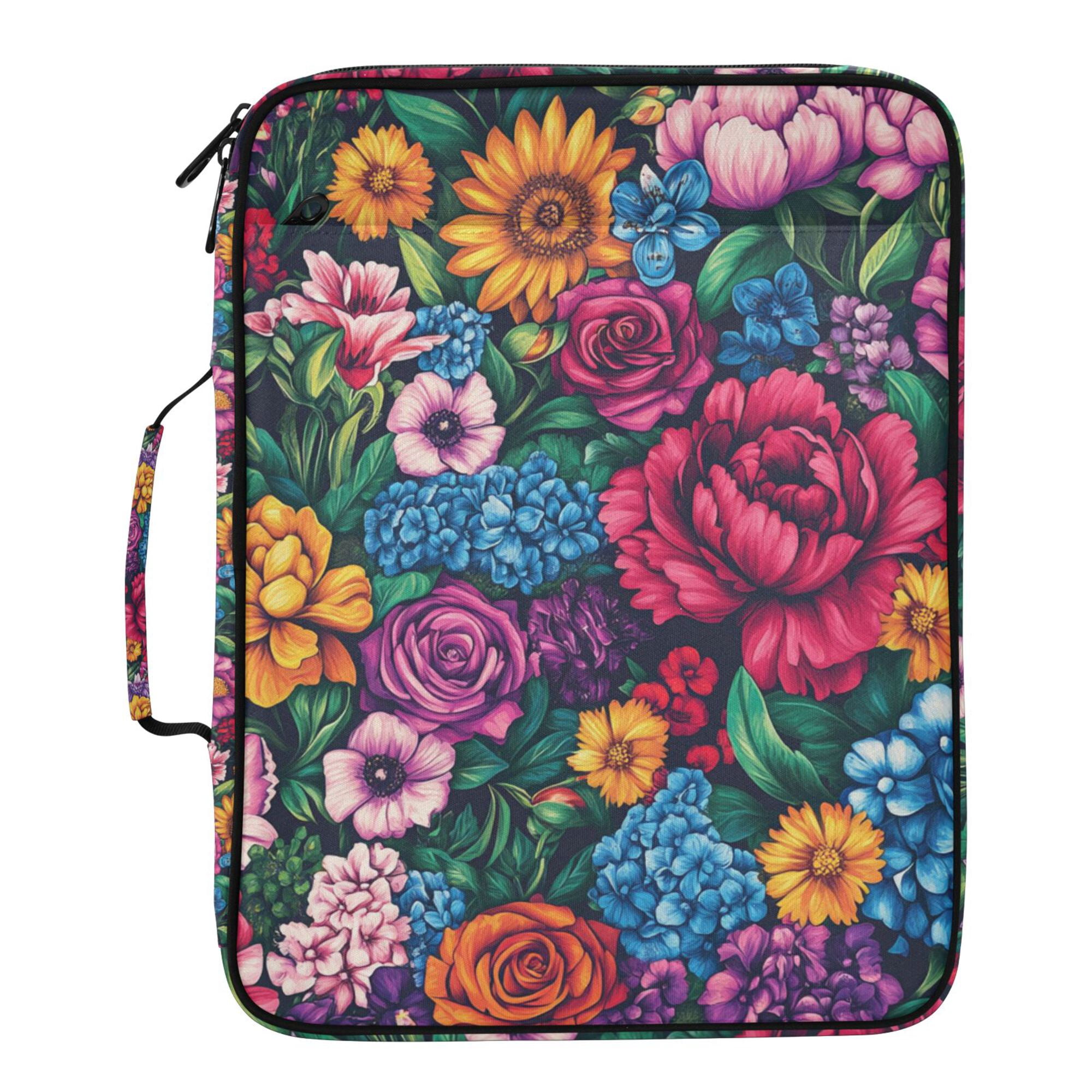 FORMRS Accordion File Folder A4 Size 7-Pocket Expanding Document Organizer Bag with 3 Ring Binder, Charming Floral Pattern