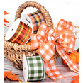 thumbnail image 3 of Mictong checkered ribbon, 2.49 inches wide and 10 yards long, autumn harvest ribbon and autumn wreath ribbon, autumn ribbon suitable for crafts and seasonal decoration, 1 piece, style H, 3 of 4
