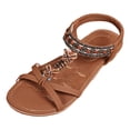 thumbnail image 4 of Rokment Women's Boho Beach Flat Dress Sandals 2026 Summer Ethnic Butterfly Embroidered Wedge Low Heel Slingback Dressy Sandals for Woman Vacation Brown Size 8.5, 4 of 5