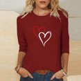 thumbnail image 2 of UAMVSH Women Heart Printed Shirts Plus Size Long Sleeve Pullover Tops Cute Graphic Trendy Blouses Ladies Valentine's Day Outfits(Large,Wine 1), 2 of 4