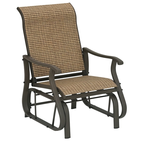 Outsunny Chaise Berçante d'Extérieur, Berceuse de Patio avec Cadre en Acier, Brun Mélangé